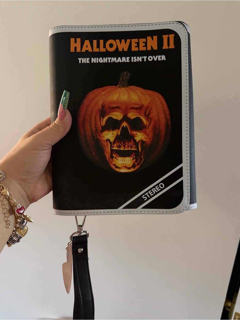 Halloween II Pumpkin Skull Party Clutch - Black and Orange